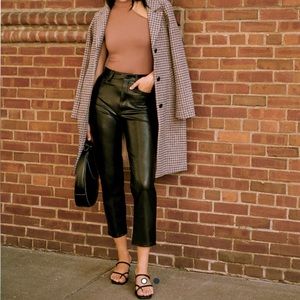 Leather ankle straight pants